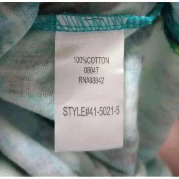 Catherines Scoopneck Tee Green Blue Artsy Boho Short Sleeve Size 2X - Picture 4 of 4